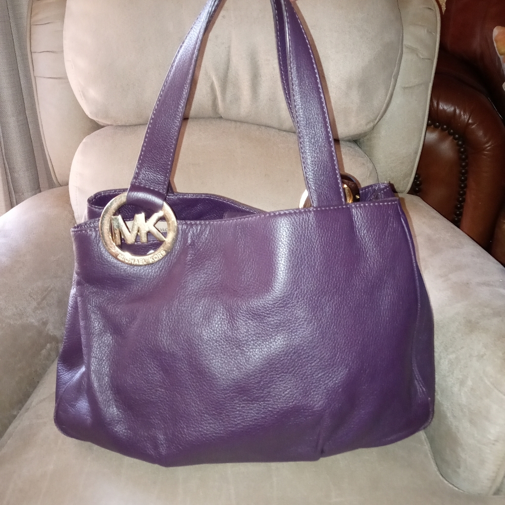 Mk Purple Genuine Leather large Tote (Fulton)